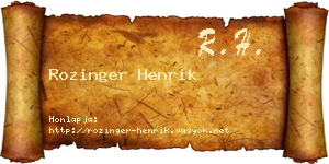 Rozinger Henrik névjegykártya